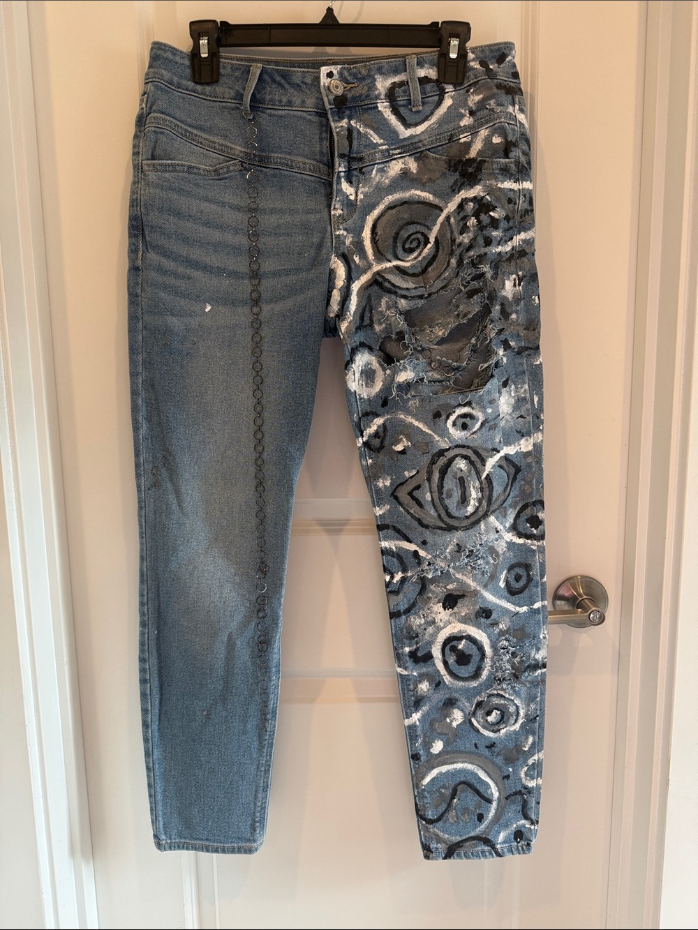 Old Navy Two-Tone Blue Hand Painted Jeans